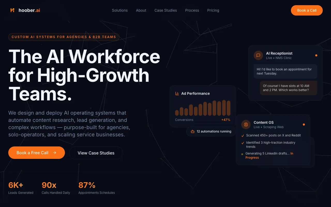 The home page of hoober.ai