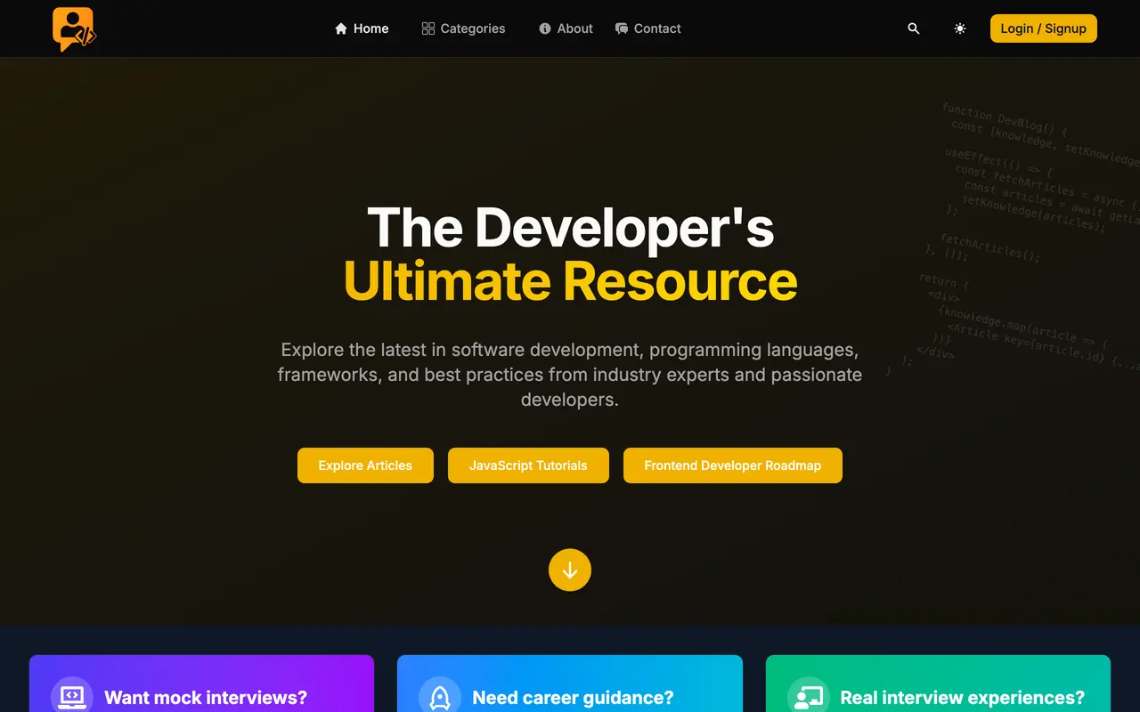 The home page of interviewcraft.dev