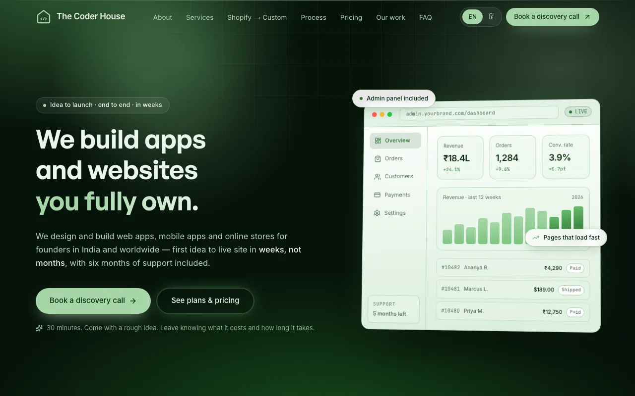 The home page of thecoderhouse.com