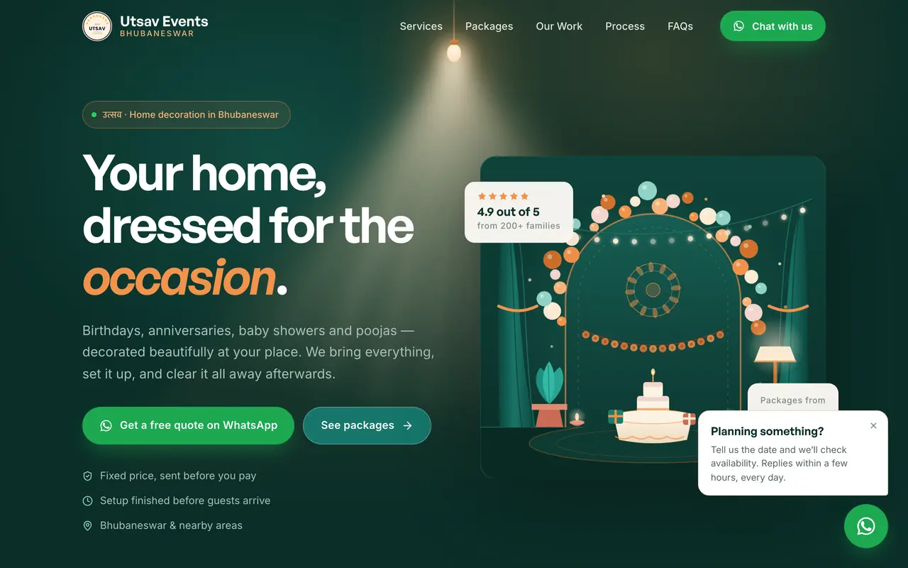 The home page of utsav-events-iota.vercel.app